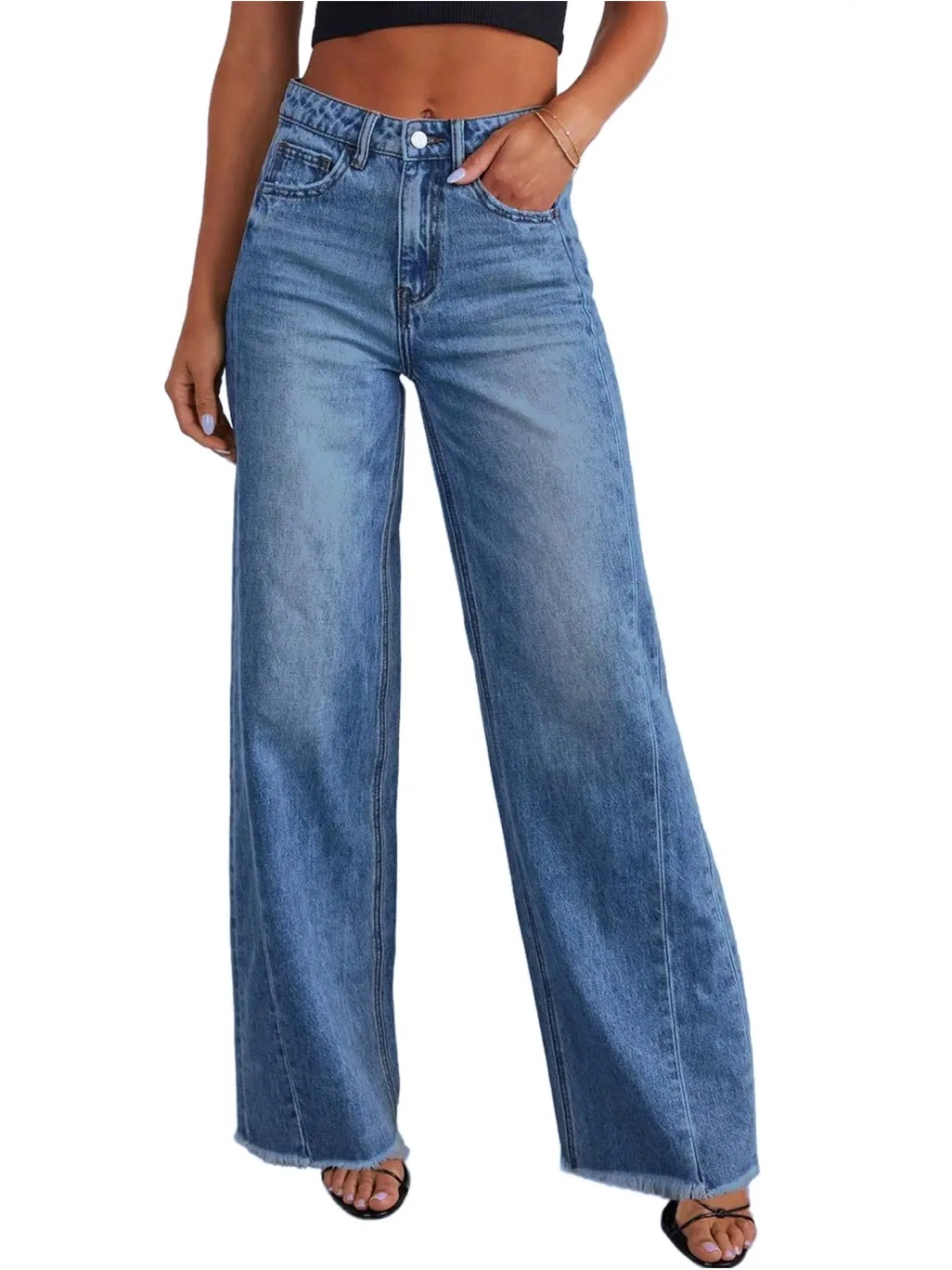 Sidefeel Wide Leg High-Rise Women's Jeans - Blue